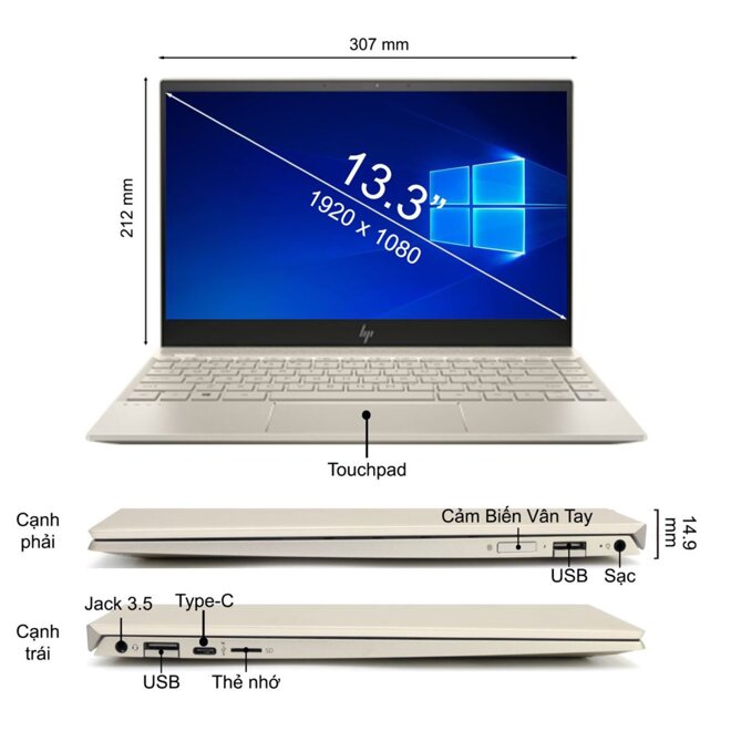 HP Envy 13-AH1011TU 5HZ28PA là dòng máy nhỏ gọn, tiện lợi được yêu thích của HP 