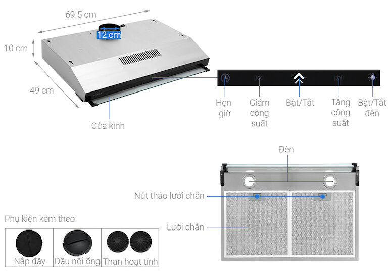 Máy hút khử mùi gia đình Hafele HC-BI70B