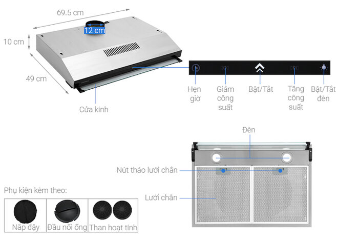 Máy hút khử mùi gia đình Hafele HC-BI70B