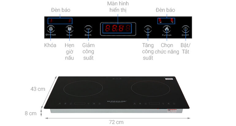 Bếp từ đôi Sunhouse SHB9101