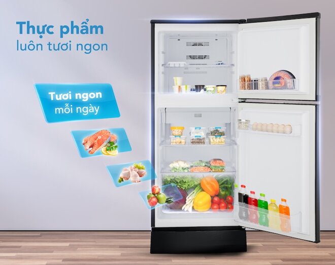 Trang bị máy nén hiện đại giúp tủ làm lạnh nhanh, vận hành êm ái