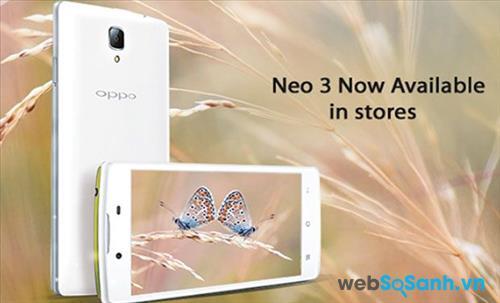Điện thoại Oppo Neo 3 có thiết kế khá vuông vắn khi nhìn từ mặt trước