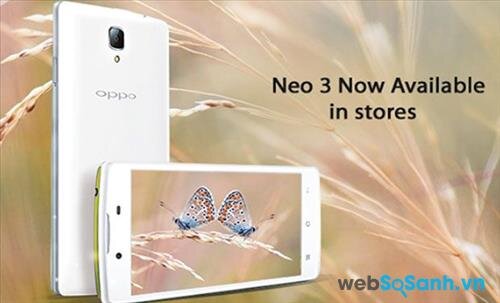 Điện thoại Oppo Neo 3 có thiết kế khá vuông vắn khi nhìn từ mặt trước