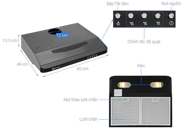 Máy hút mùi âm tủ Electrolux EFT6032K