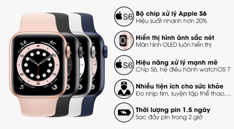 Apple Watch Series 6 GPS 44mm NHÔM (Likenew 99%)