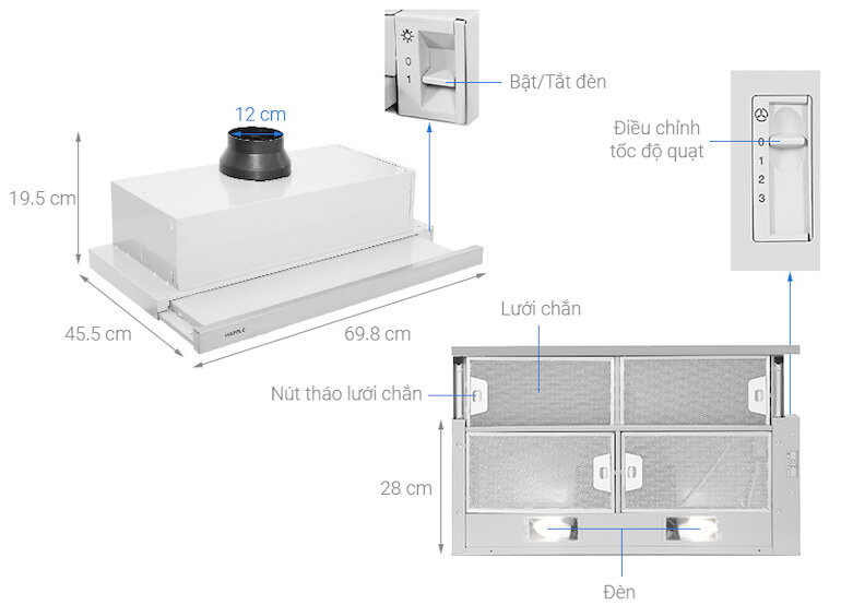 Máy hút mùi âm tủ Hafele HH-S70A