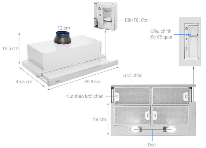 Máy hút mùi âm tủ Hafele HH-S70A