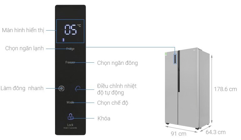 Hướng dẫn sử dụng tủ lạnh LG Inverter 519 lít GR-B256JDS