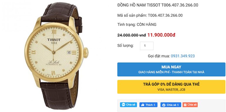 Đồng hồ nam TISSOT T006.407.36.266.00