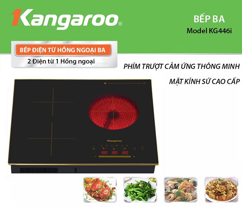 Bếp từ hồng ngoại âm 3 vùng nấu Kangaroo KG446I