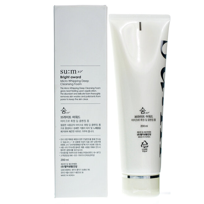 Sữa rửa mặt dưỡng trắng da Sum37 Bright Award Micro Whipping Deep Cleansing Foam