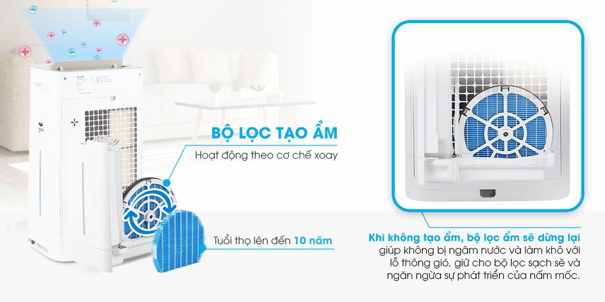 Máy lọc không khí có chức năng tạo ẩm, làm dịu không khí 