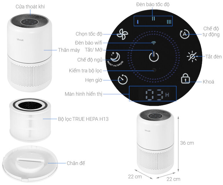 Máy lọc không khí cho phòng 40m2 Levoit Core 300s