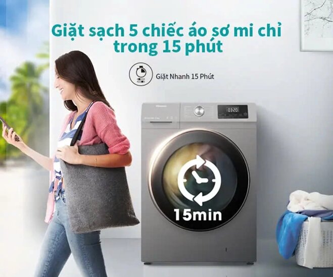 Máy giặt Hisense 10.5 kg WFQA1043BT giá chỉ 6,9 triệu đồng mà trang bị cực hiện đại