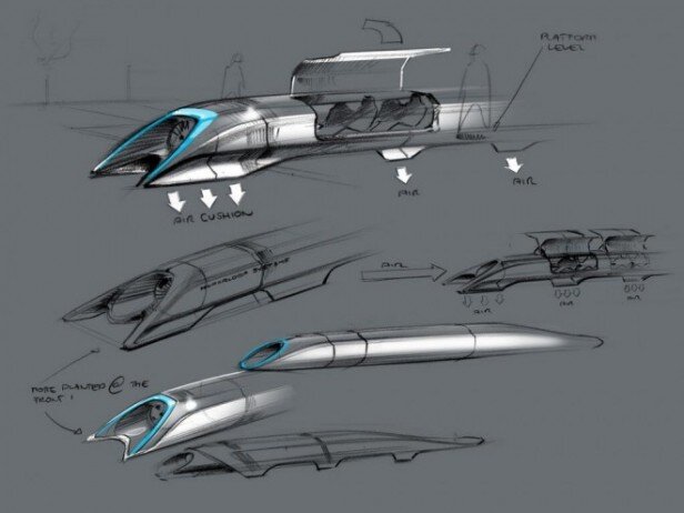 Bản phác thảo tàu siêu tốc Hyperloop.