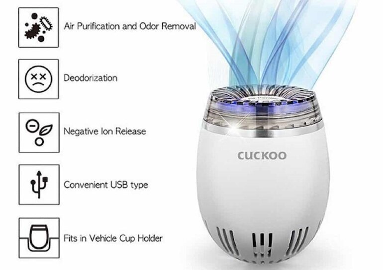 Máy lọc không khí Cuckoo ac-03v10w còn có thể đặt ở trên bàn làm việc, mang theo bên mình.