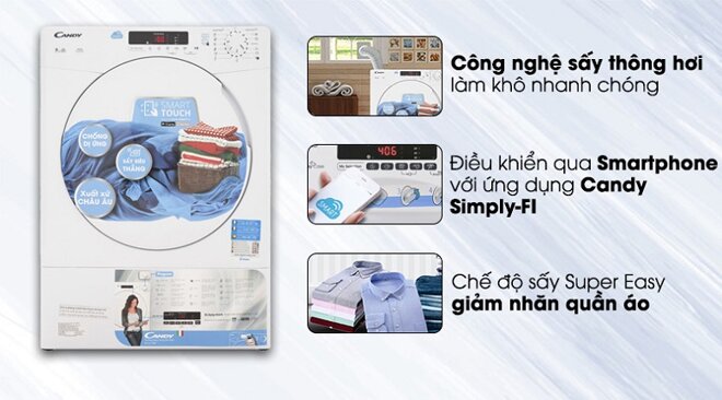 Máy sấy quần áo Candy CS-V9DF-S