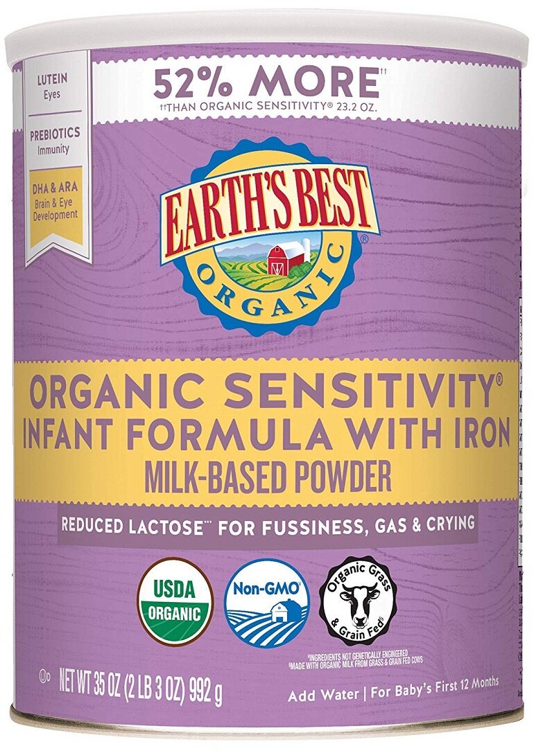 Sữa hữu cơ cho bé dưới 1 tuổi Earth's Best Organic Sensitivity Infant Formula with Iron