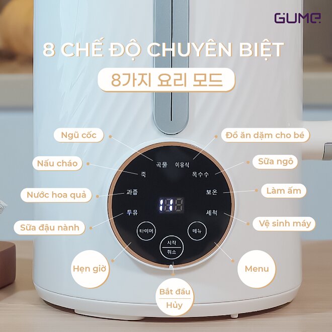 Bảng điều khiển của máy làm sữa hạt Gume MSB-01