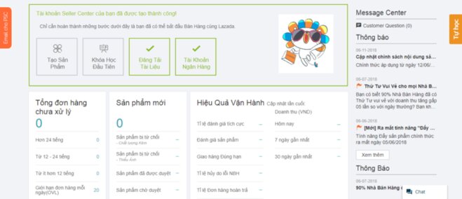 Click vào ô Khóa học đầu tiên trong trang quản trị Seller Center