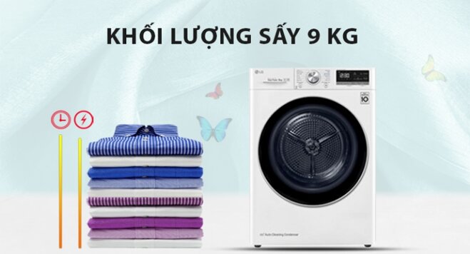 Máy sấy quần áo bơm nhiệt LG DVHP09W