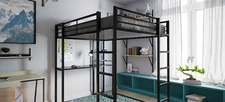 Giường sắt rất thích hợp cho những không gian nội thất phòng ngủ chật hẹp