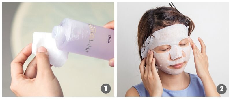 Bạn cũng có thể dùng lotion/toner để đắp mặt nạ bằng cách thấm vào mặt nạ giấy hoặc bông tẩy trang