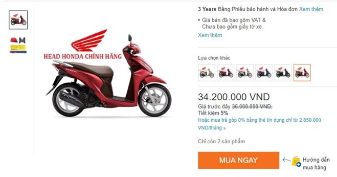 mua xe máy trả góp online bằng thẻ tín dụng