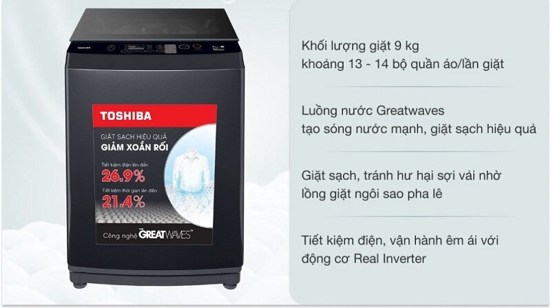 TOP 5 máy giặt Toshiba cửa trên 9kg đáng mua năm 2025