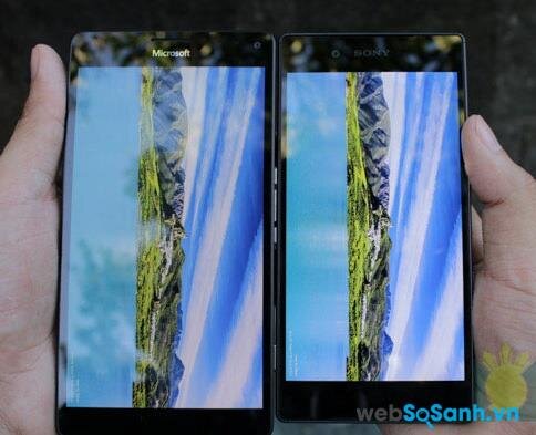  So sánh màn hình hiển thị của điện thoại Xperia Z5 và điện thoại 950 XL
