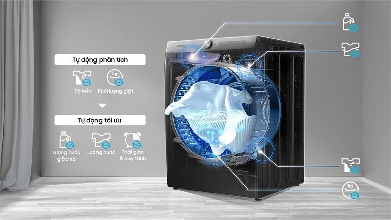 Máy giặt sấy Samsung AI Inverter 10 kg WW10TP44DSB/SV