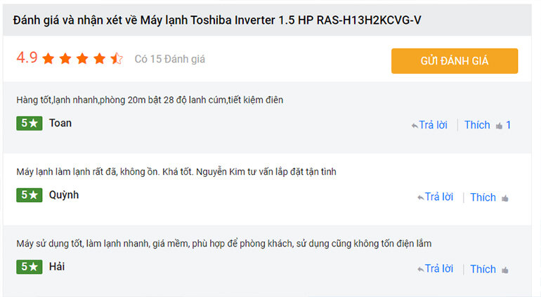 đánh giá điều hòa toshiba