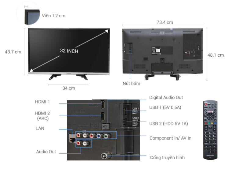 Tivi Panasonic 32ds500v được thiết kế với kiểu dáng sang trọng
