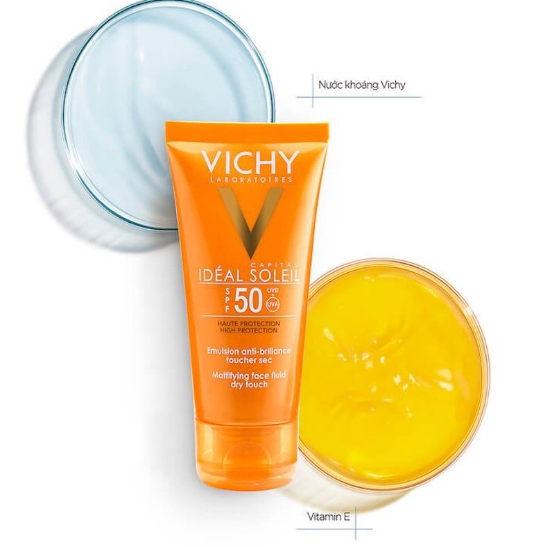 Kem chống nắng Vichy Ideal Soleil SPF 50 Mattifying Face Fluid Dry Touch