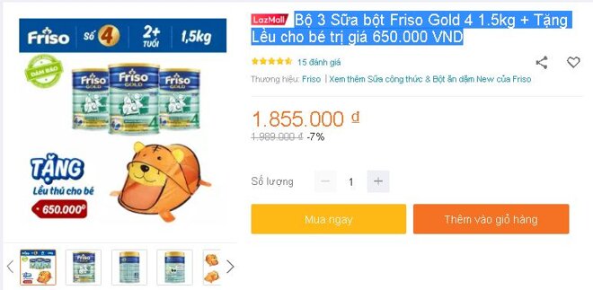 Bộ 3 Sữa bột Friso Gold 4 1.5kg + Tặng Lều cho bé trị giá 650.000 VND