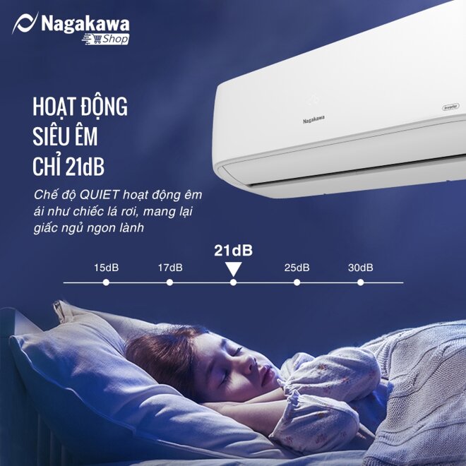 Điều hòa Nagakawa 18000 BTU 1 chiều Inverter NIS-C18R2H11 gas R-32 - Giá tham khaorn 17 triệu VNĐ