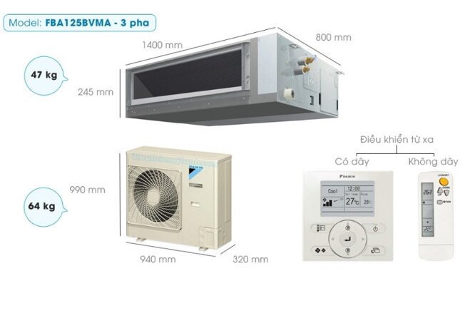 So sánh điều hòa Daikin FBA125BVMA và Midea MCD1-50HRDN1