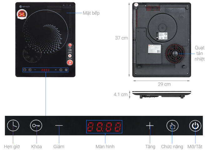 Thông số kỹ thuật của dòng bếp điện từ Elmich ICE-3874