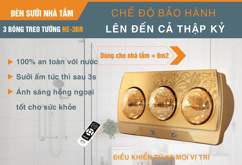 Đèn sưởi nhà tắm Heizen HE3BR