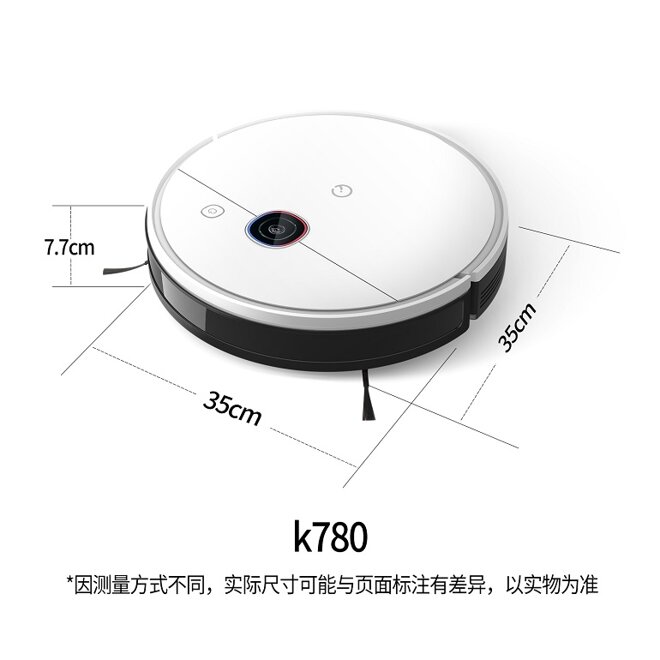 Kích thước của robot hút bụi lau nhà Ecovacs Yeedi K780 là 350 x 350 x 77mm