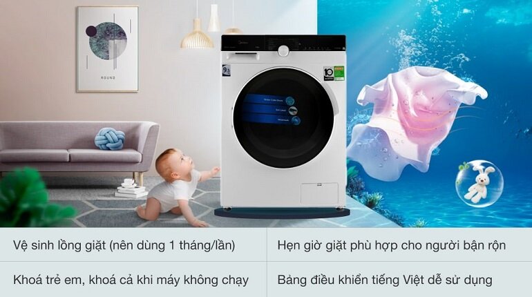 Các tiện ích trang bị trong máy giặt