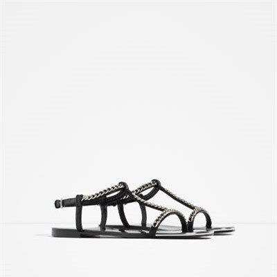 Image 2 of FLAT SANDALS WITH CHAIN DETAIL from Zara