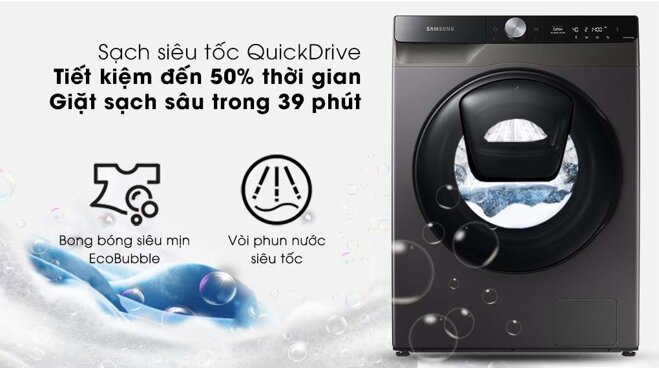 Máy giặt lồng ngang Samsung Addwash Inverter 9.5Kg + sấy 6Kg WD95T754DBX/SV