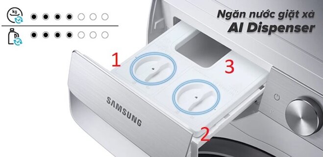 ngăn chứa nước xả của máy giặt Samsung cửa trên