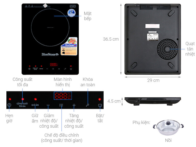 Tiện ích của bếp từ đơn Bluestone icb-6728
