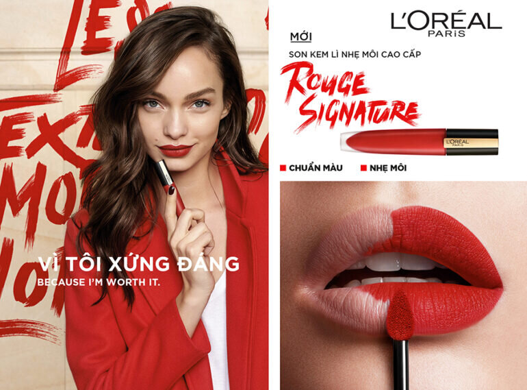 Son L’Oreal Rouge Signature Matte Liquid Lipstick - Giá tham khảo: 229.000 vnđ/ thỏi 7ml