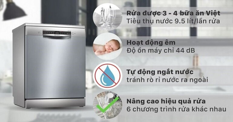 Các chương trình rửa tiêu chuẩn của máy rửa bát SMU6ZCS00E đa dạng