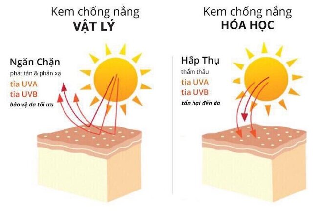 Kem chống nắng vật lý và kem chống nắng hóa học