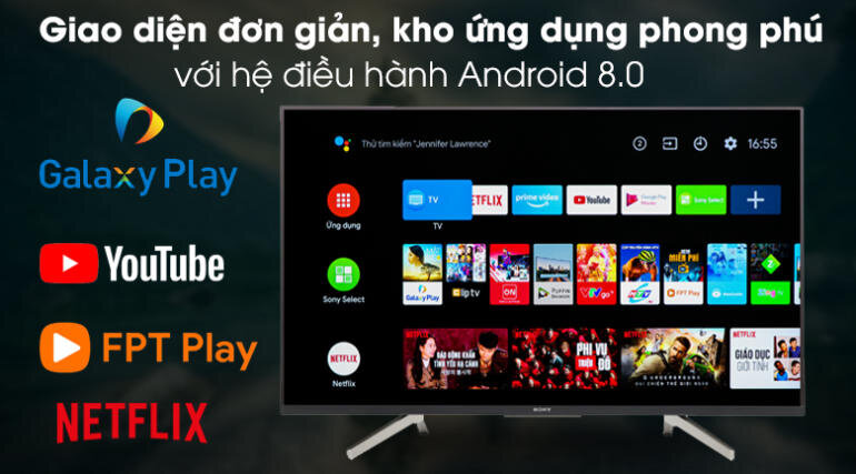 Smart Tivi Sony 65 inch 65X8500F sở hữu hệ điều hành Android 8.0 tiện ích 