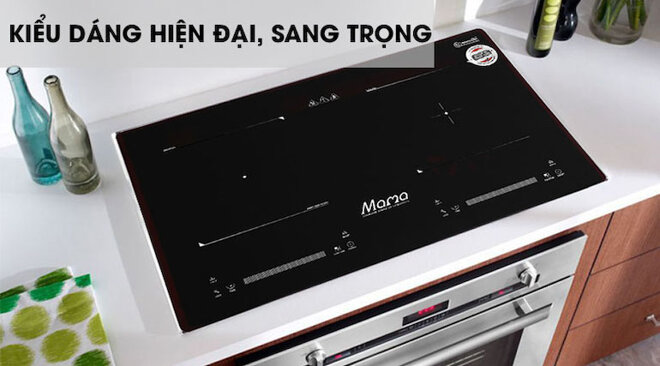 Bếp âm Sunhouse MMB9201DIH có thiết kế lắp âm sang trọng với 2 vùng nấu tiện lợi.